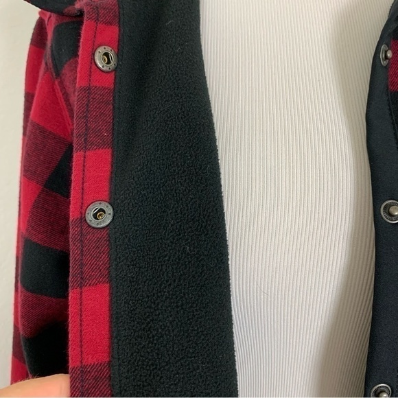 Orvis Buffalo Check Fleece Lined Shacket Shirt Size Large Lined Pockets - Picture 5 of 17
